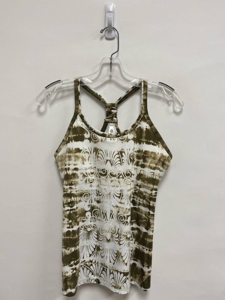 Athleta Size M Taupe White Tie Dye Tank Athletic Top