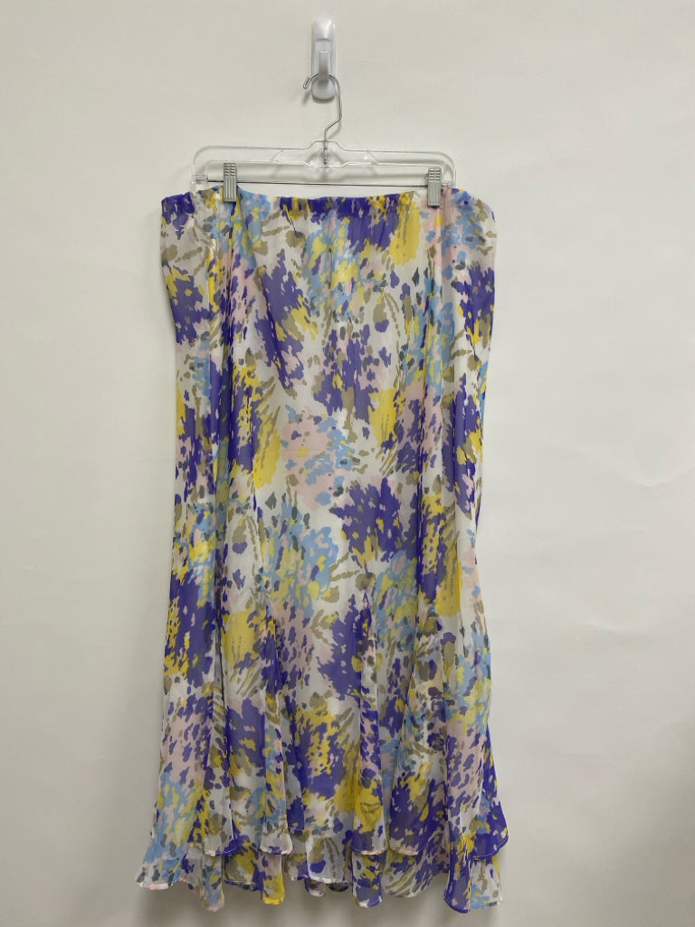 CATO  SIZE  18/20 White/Yellow Purple/Multi Splatter Maxi Plus Size Skirt
