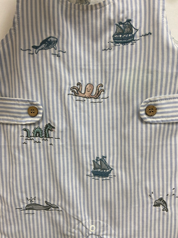 NWT ELEGANT BABY SIZE 6-9M Blue White Stripe Sleeveless Boy&