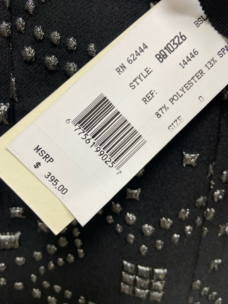 NWT Nicole Miller Size 0 Black Silver Texture Sleeveless Ladies Dress