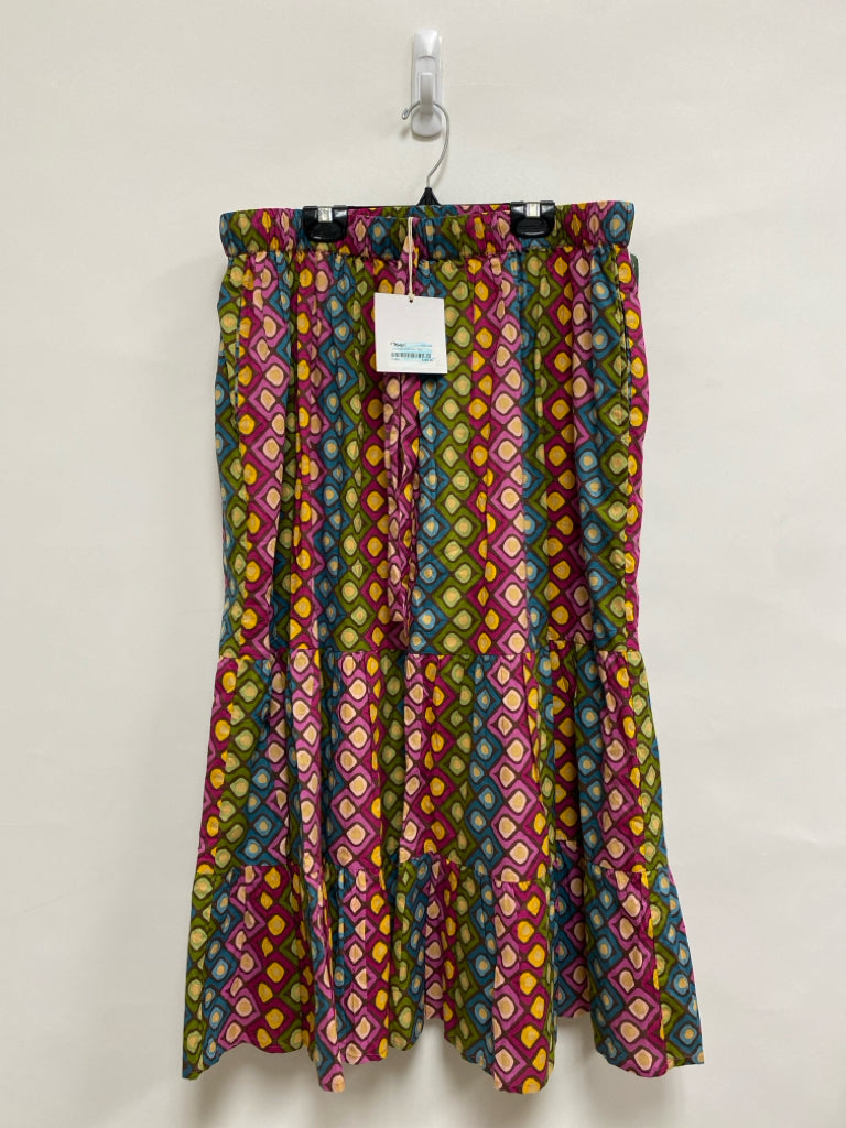 NWT Size L Pink/Green Blue/Brown Print Ladies Skirt
