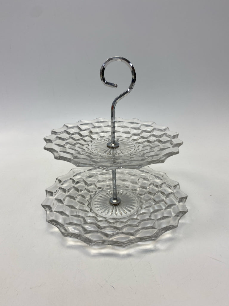 Fostoria Clear Knobby Glass Serving Piece