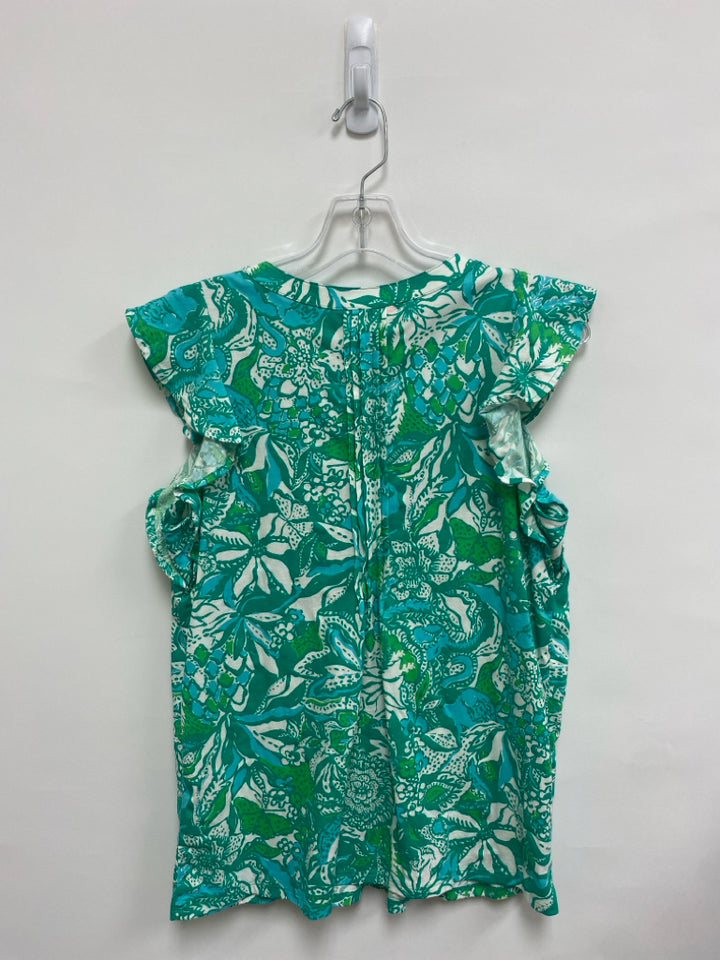 LILLY PULITZER Size S Green White Flowers Sleeveless Ladies Top