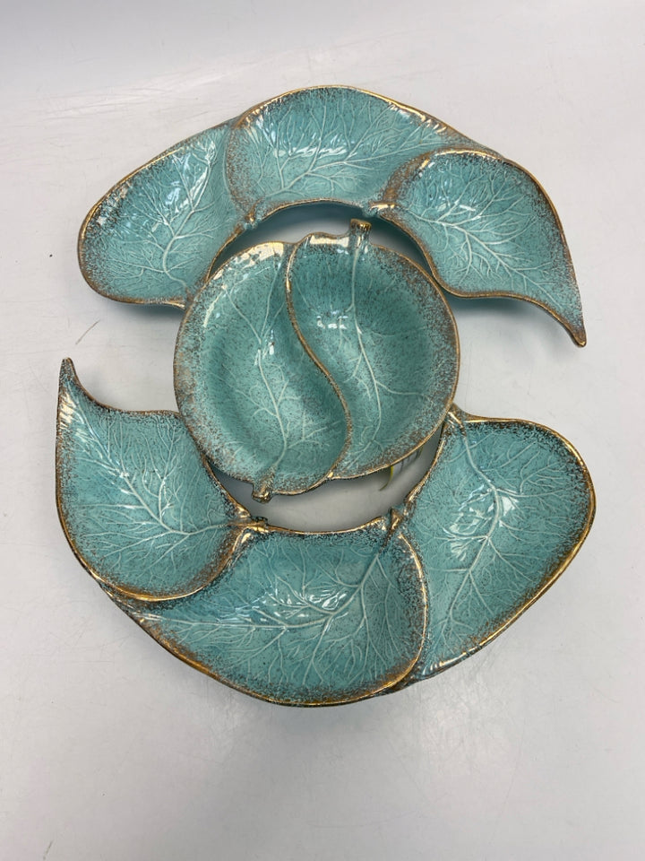 Blue Gold Trimmed Chip n Dip