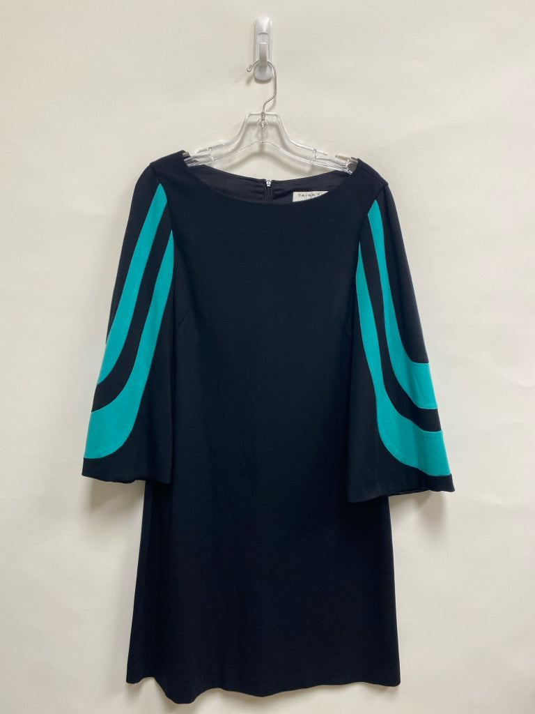 Trina Turk Size M Black Turquoise Swirl Bell Sleeves Ladies Dress