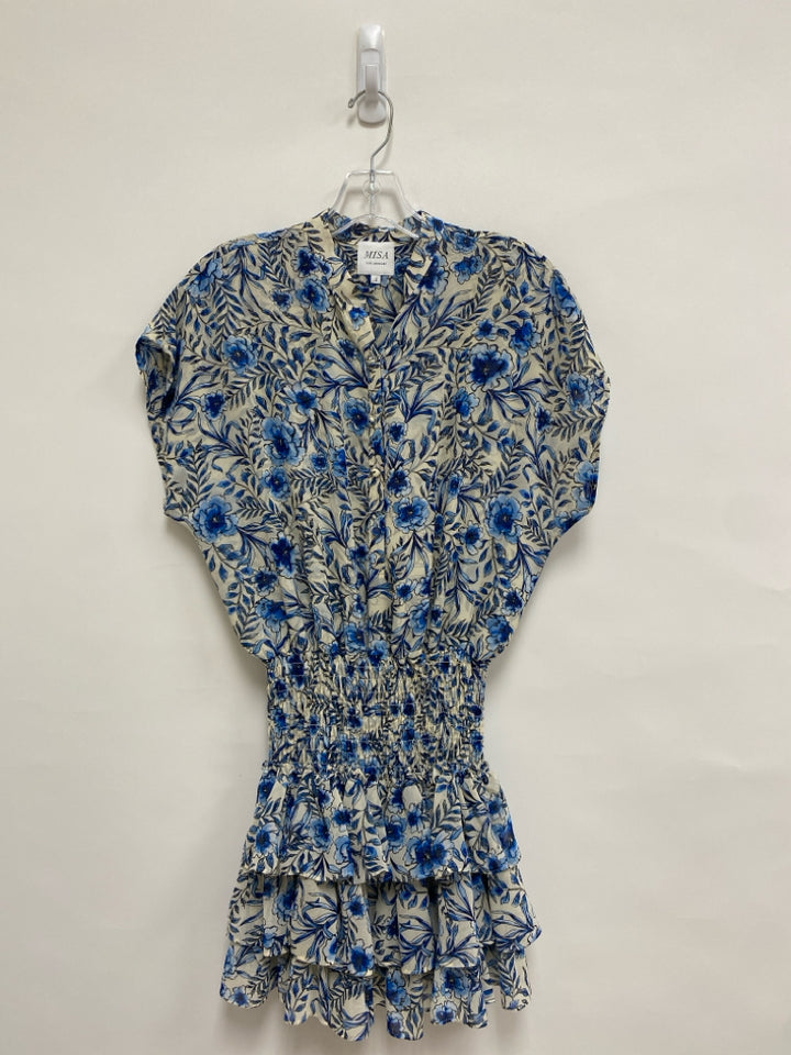 Misa Size S Cream Blue/Black Flowers Ladies Dress