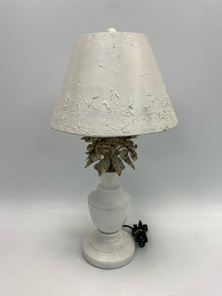White Cream Distressed Metal Lamp