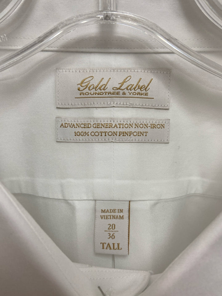 NWT Roundtree &amp; Yorke Size 20 White Button Up Men&