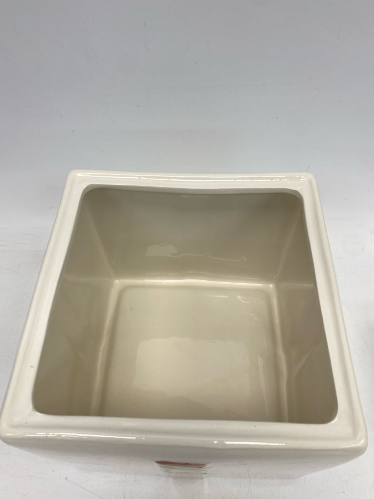 White Multi Color Plaid Ceramic Christmas