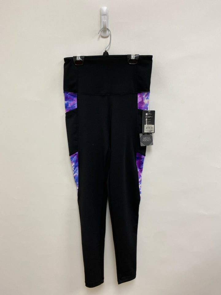 NWT Size M Black Purple/Blue Trimmed Athletic Leggings