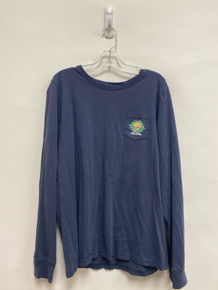 Vineyard Vines SIZE M Slate Blue Dog Long Sleeve Tee Boy&