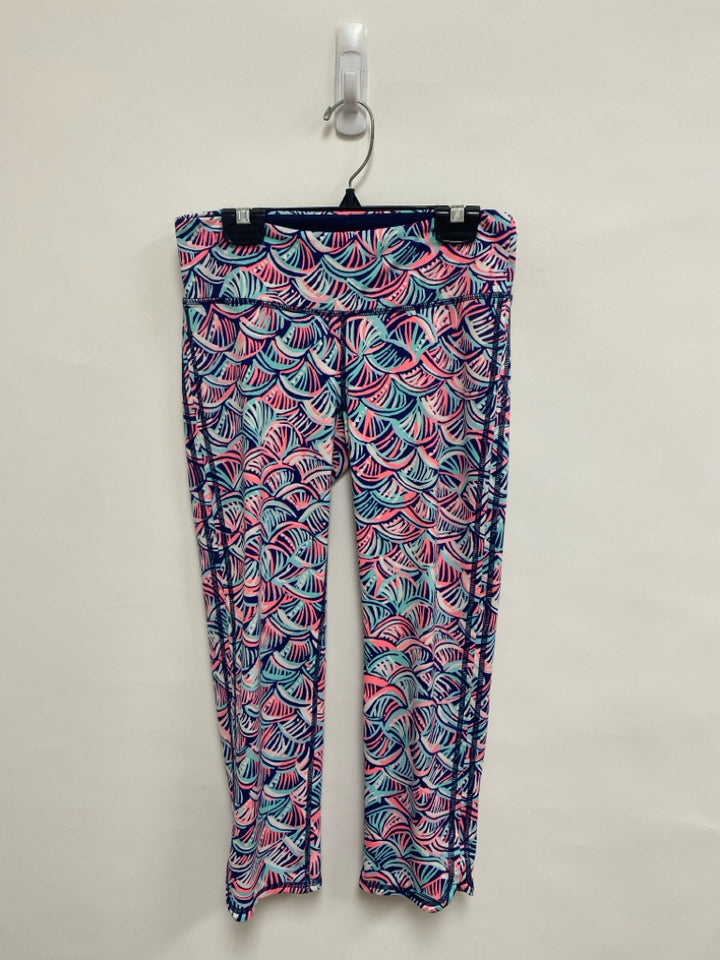 LILLY PULITZER Size S Coral/Aqua White/Navy Print Athletic Leggings