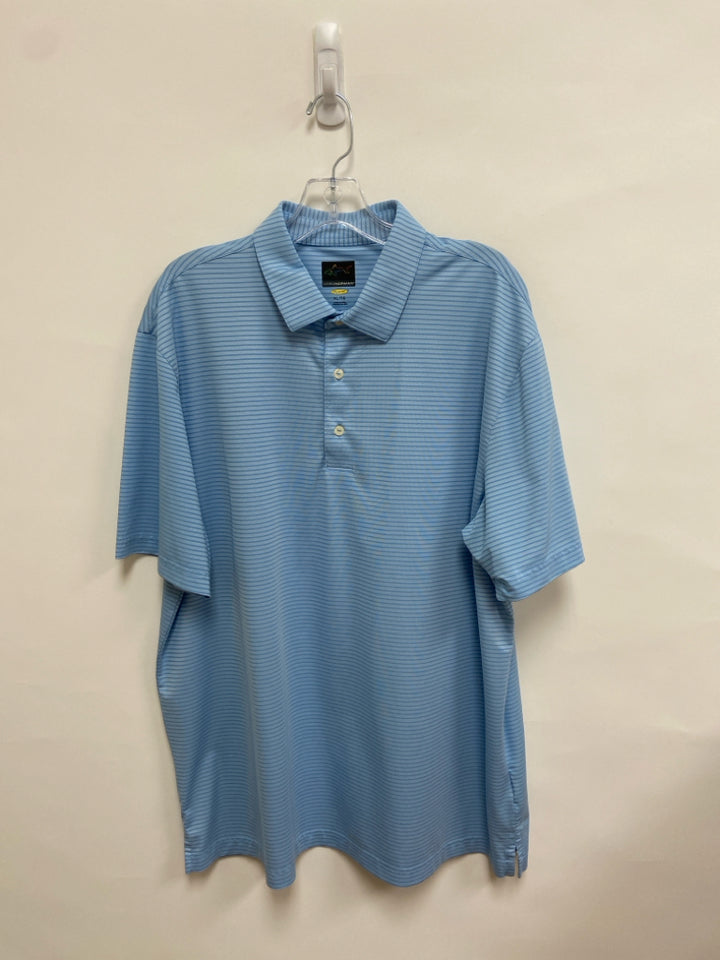 Greg Norman Size XL Blue Striped Polo Men&