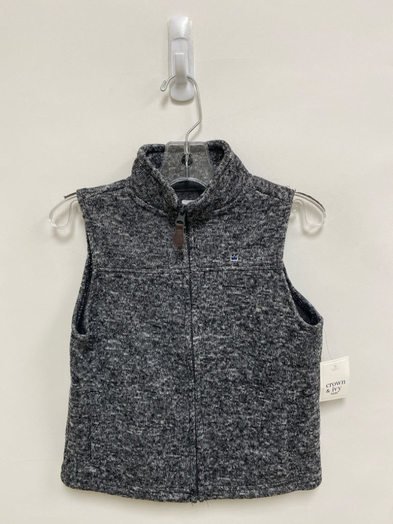 NWT Crown &amp; Ivy SIZE 6 Black/Gray Mottled Zip Down Boy&