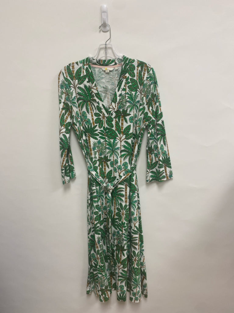 Boden Size 10 White Green/Brown Palm Trees V Neck Ladies Dress