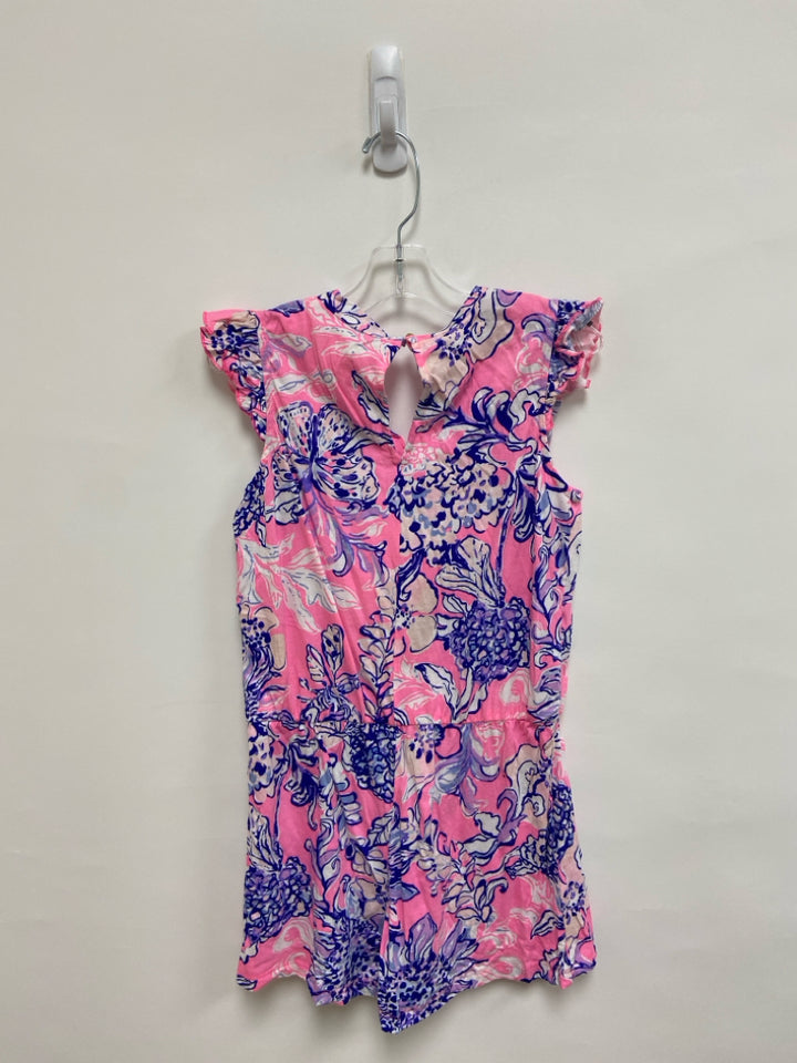 LILLY PULITZER SIZE 12/14 Neon Pink Purple/Blue Floral Girl&