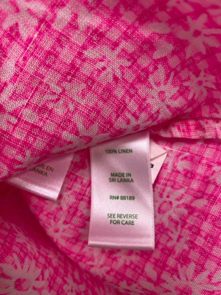 NWT LILLY PULITZER Size L Pink White Floral Button Up Ladies Top