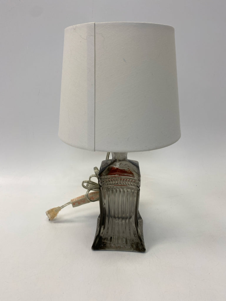 Gray Ribbed Glass Lamp