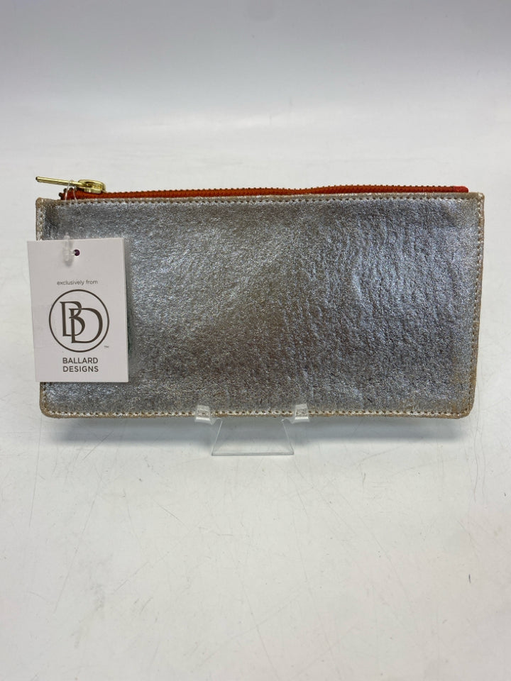 NWT Ballard Designs Silver Shimmery Make-up Bag