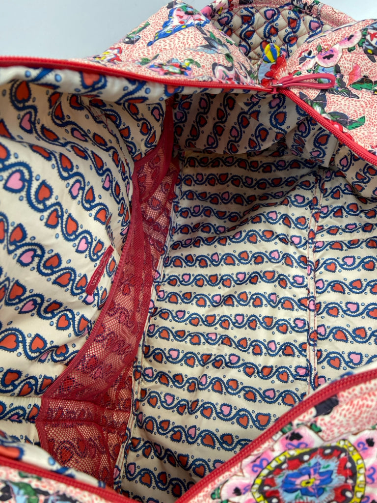 Vera Bradley Dark Pink Multi Color Flowers Duffle Bag