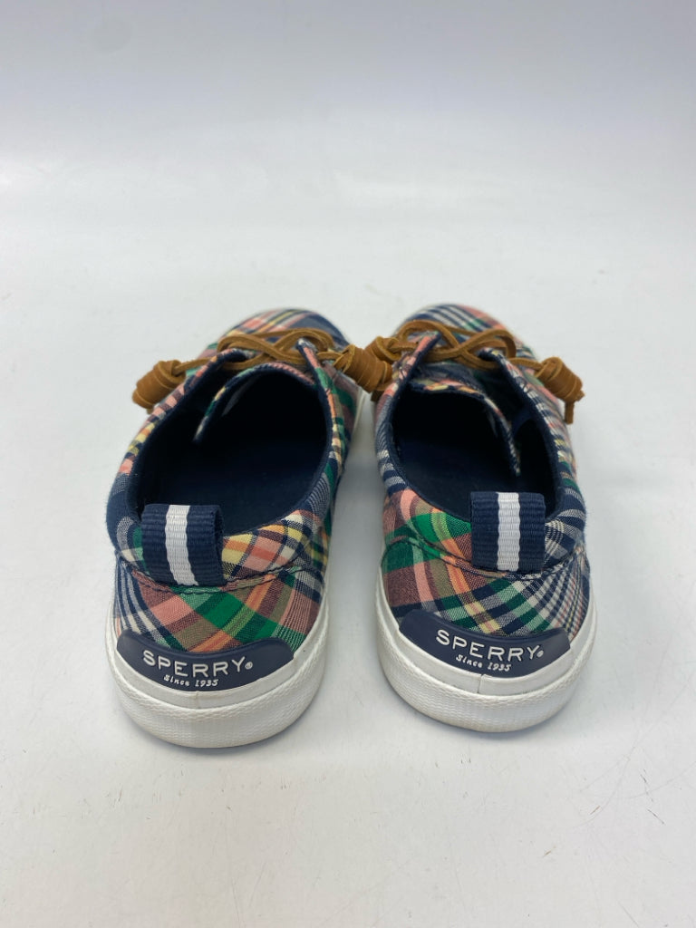 NWOT Sperry  Size 7.5 Navy Multi-Color Plaid Sneakers