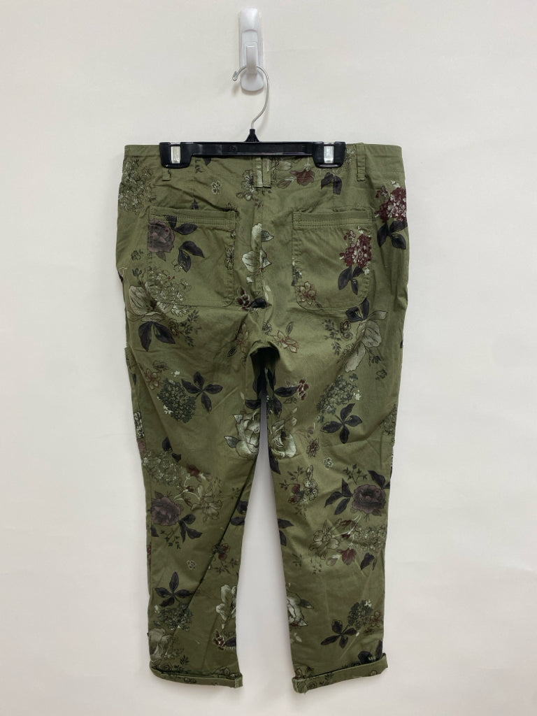 NWT Democracy Size 2 Olive/Black White/Pink Print Cropped Ladies Pants