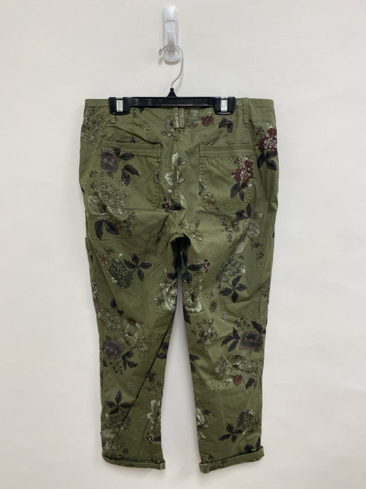 NWT Democracy Size 2 Olive/Black White/Pink Print Cropped Ladies Pants