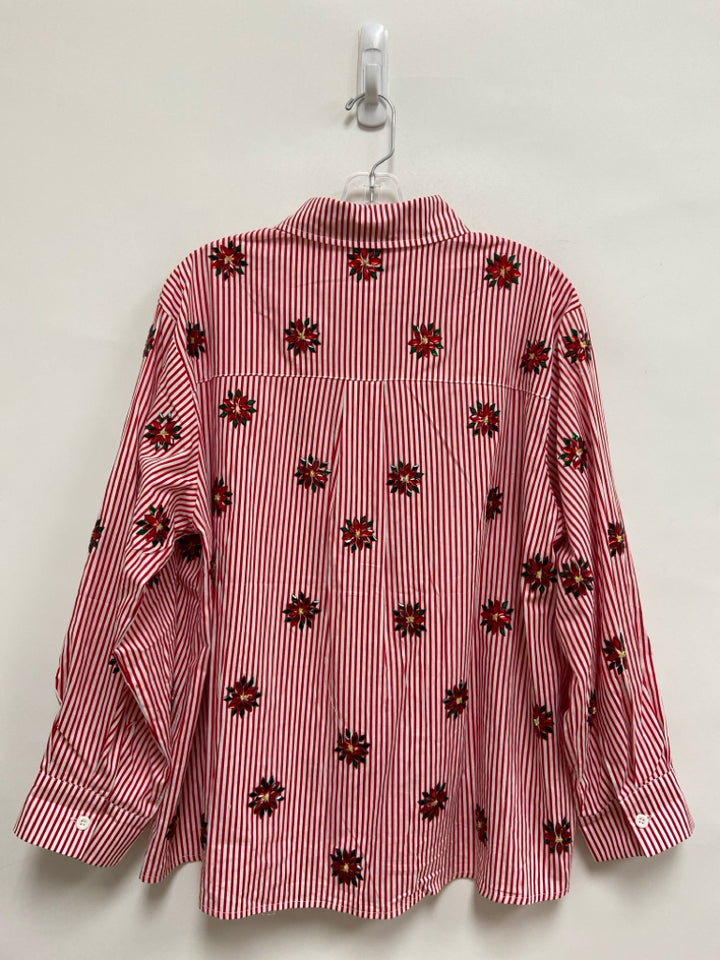 Queen Of Sparkles Size S Red/White Stripes Long Sleeve Ladies Top