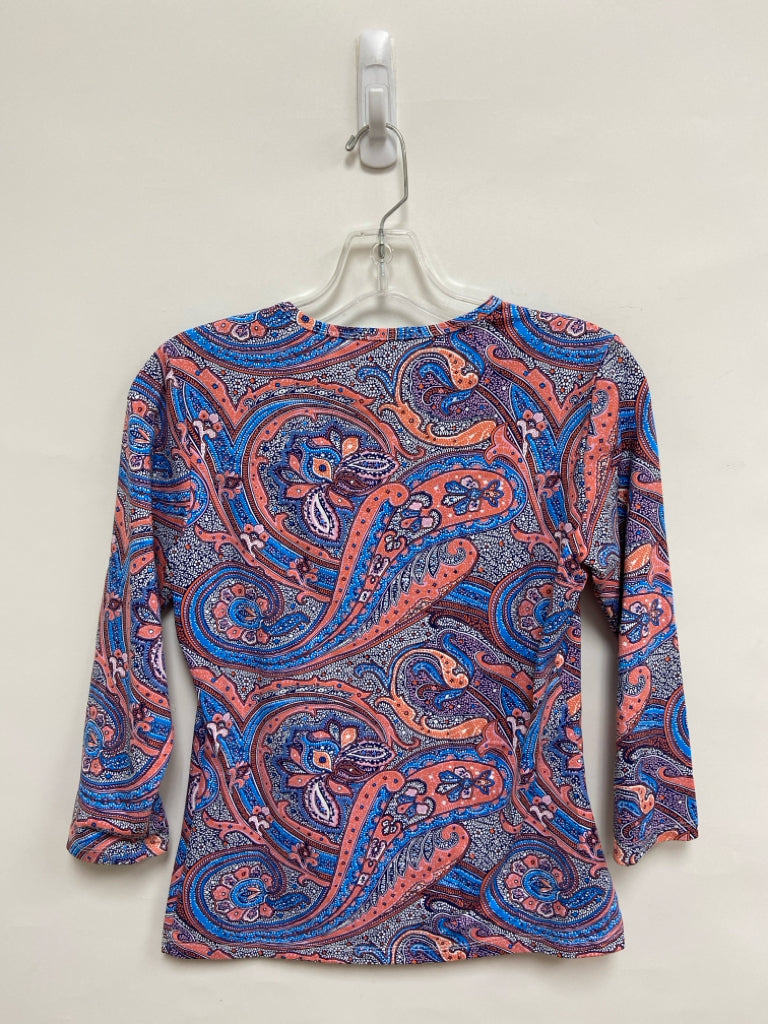 J McLaughlin Size XS Pink Blue/White Paisley Ladies Top