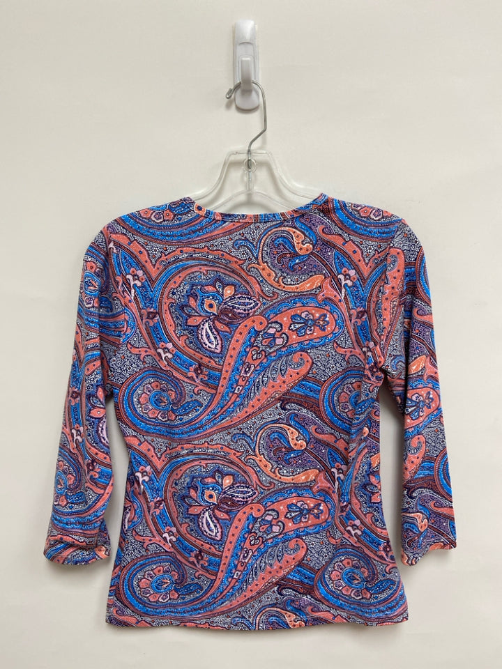 J McLaughlin Size XS Pink Blue/White Paisley Ladies Top