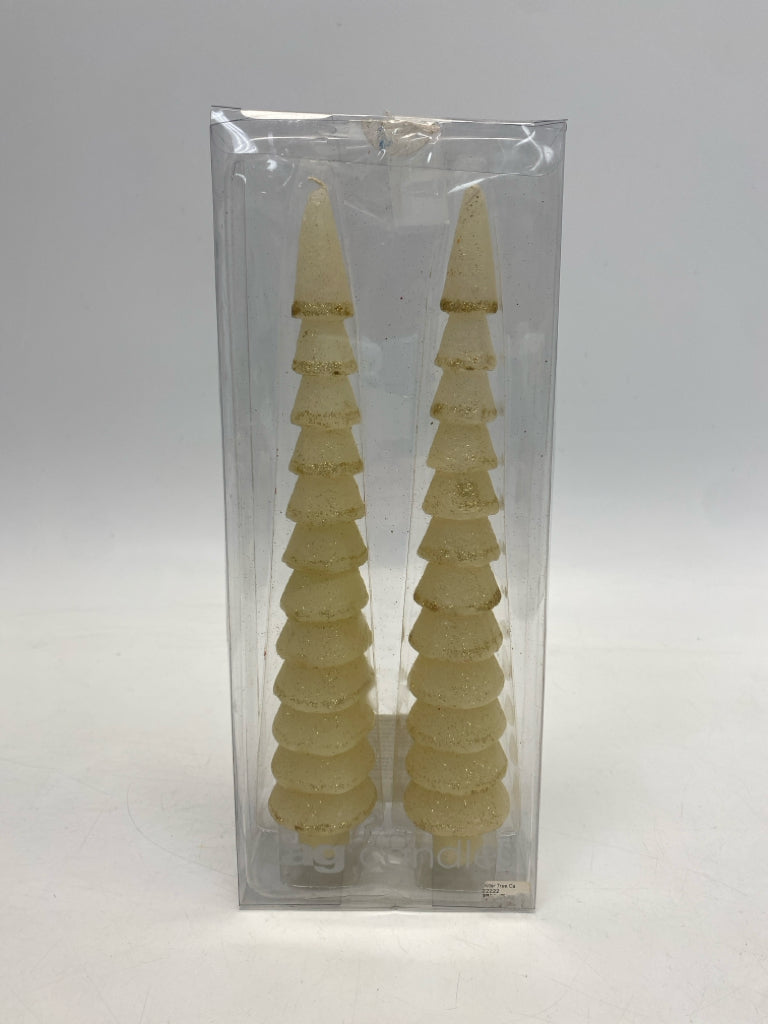 NEW/PKG Tag Cream Gold Glitter Christmas