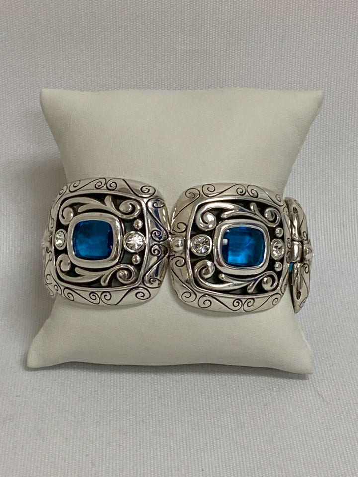 Brighton Silver Color Blue/Clear Jeweled Bracelet