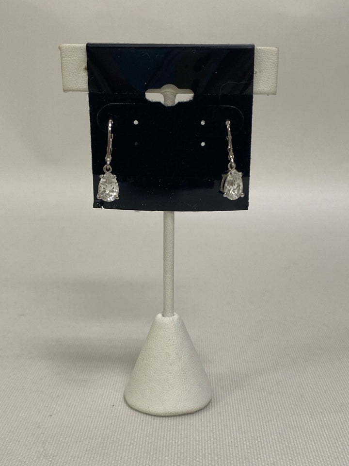 Silver Clear Teardrop Earrings