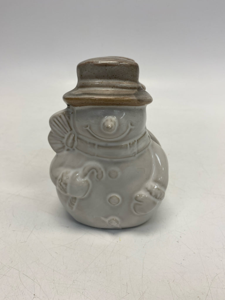 Beige Gray Snowman Ceramic Winter