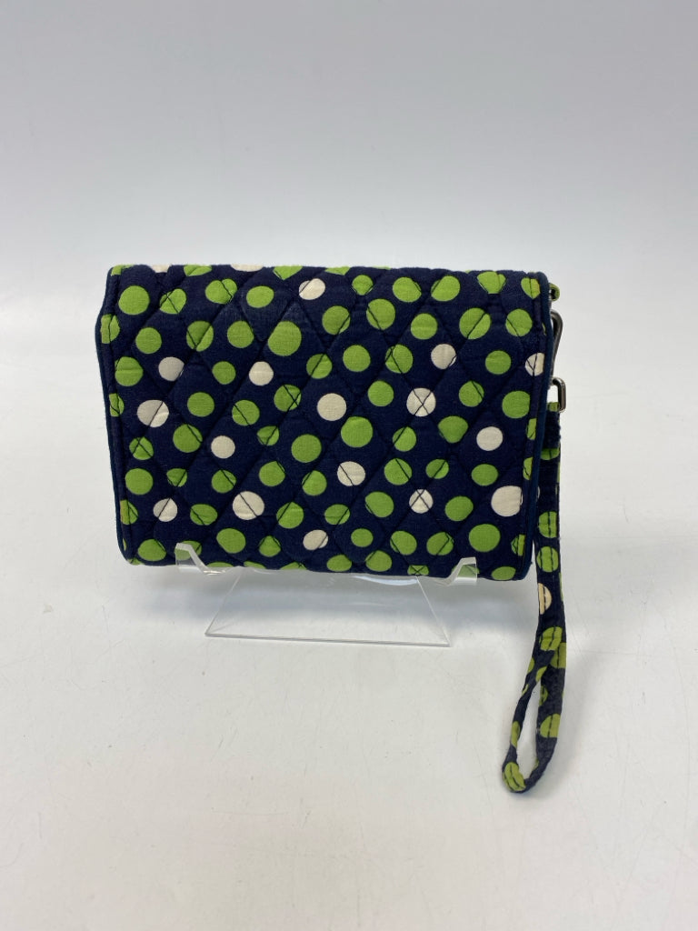 Vera Bradley Navy Green/White Polka Dot Fabric Wristlet