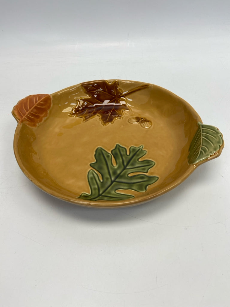 Gold Brown/Green Leaves Serving Piece