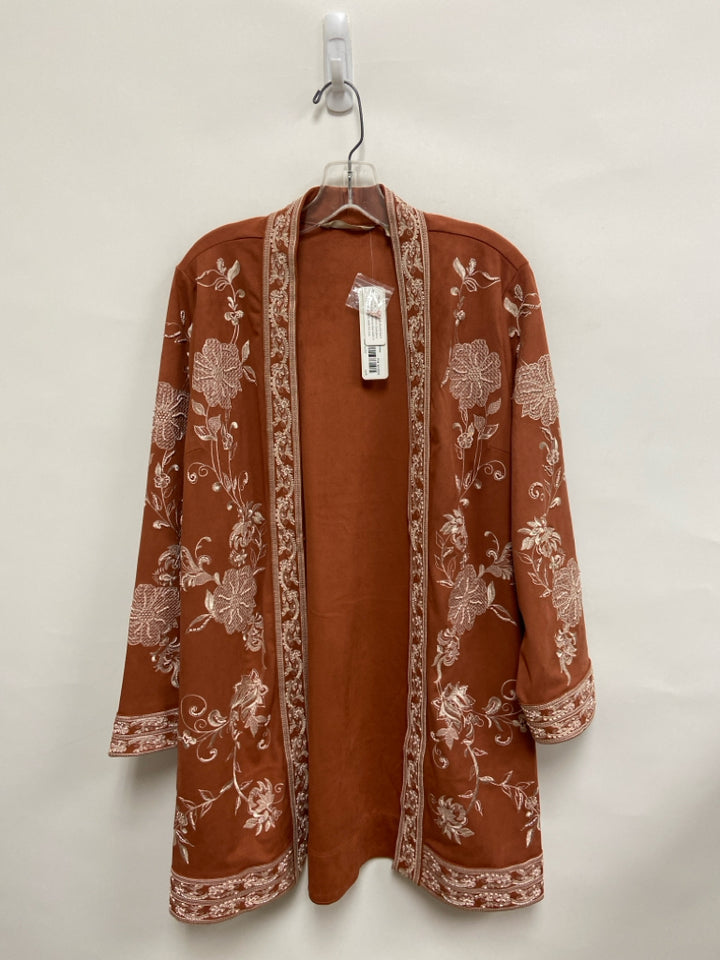 NWT Soft Surroundings Size M Terra Cotta Cream Embroidered Drape Ladies Jacket