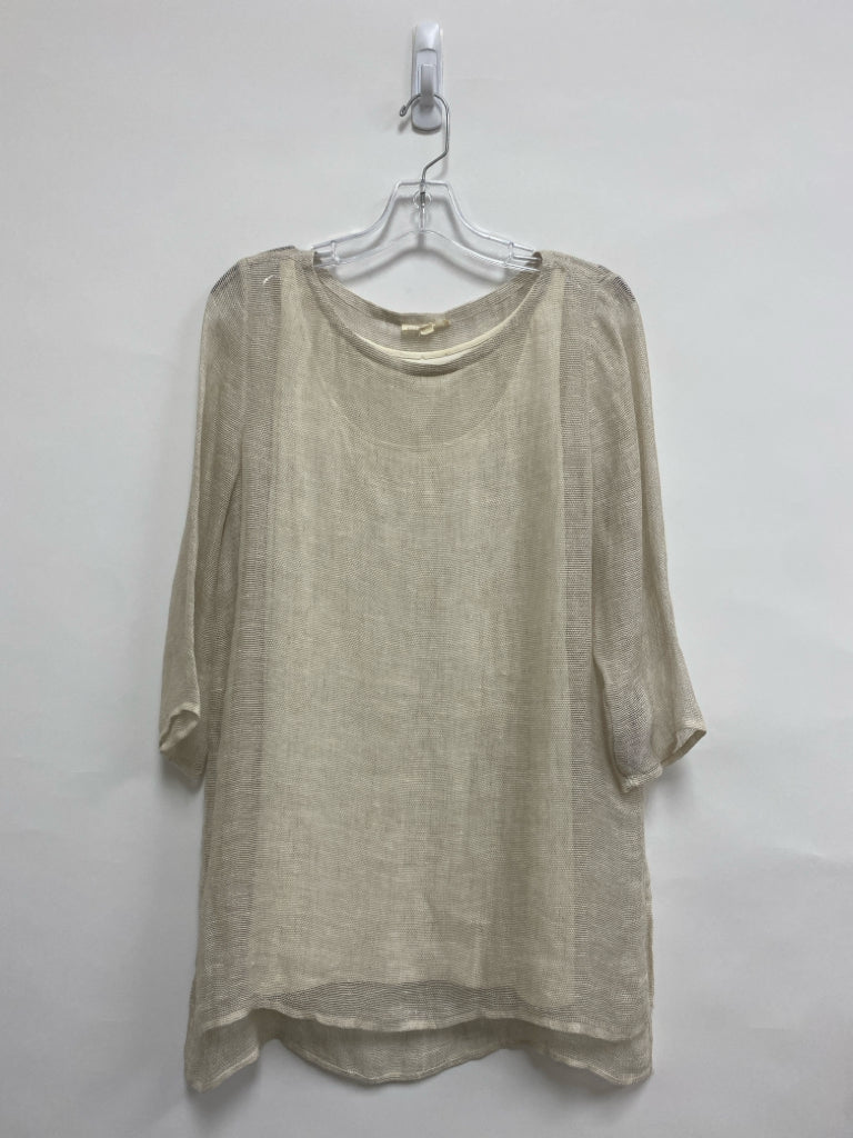 Eileen Fisher Size L Beige Mesh Ladies Top
