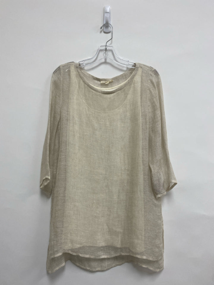 Eileen Fisher Size L Beige Mesh Ladies Top