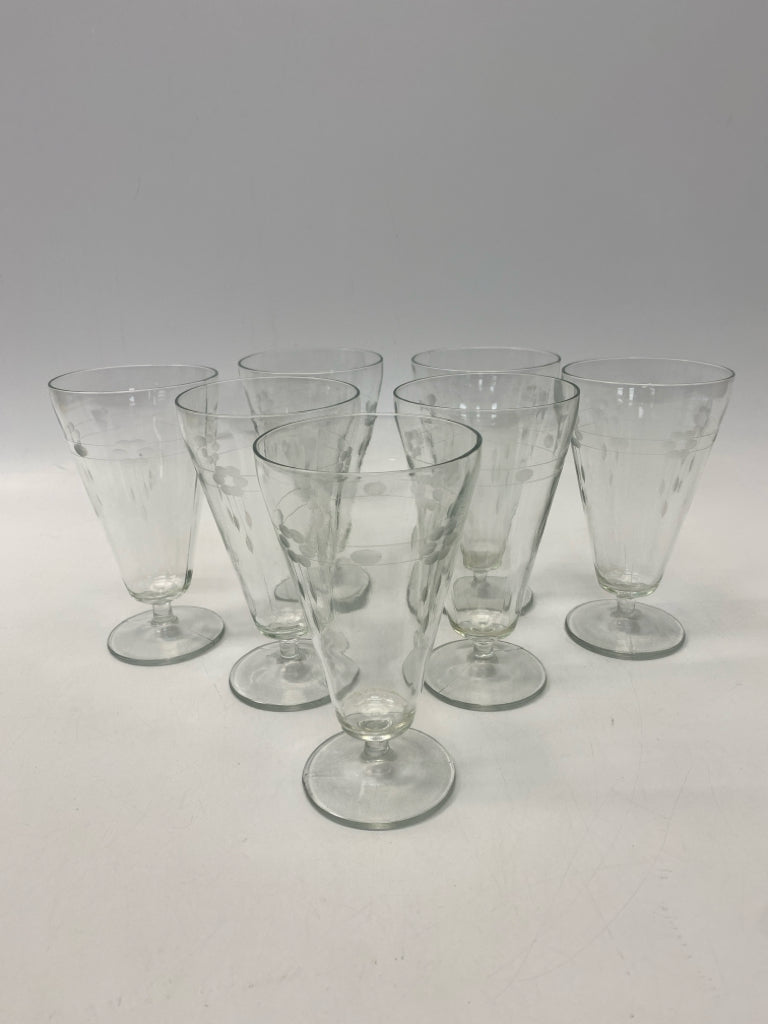 Clear Etched Flower(s) Glassware