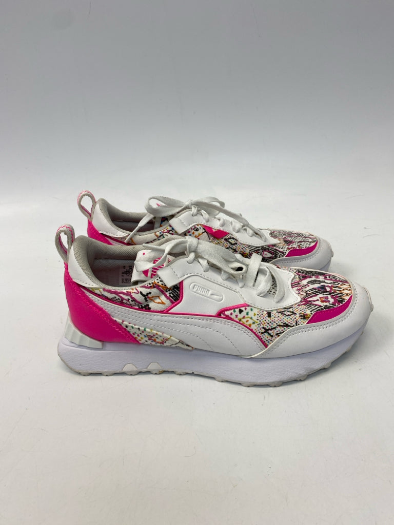 Puma US Size 7.5 White Pink/Multi Lace-up Sneakers