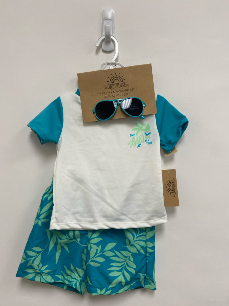 NWT SIZE 2T Aqua/Green Turquoise Leaves Boy&