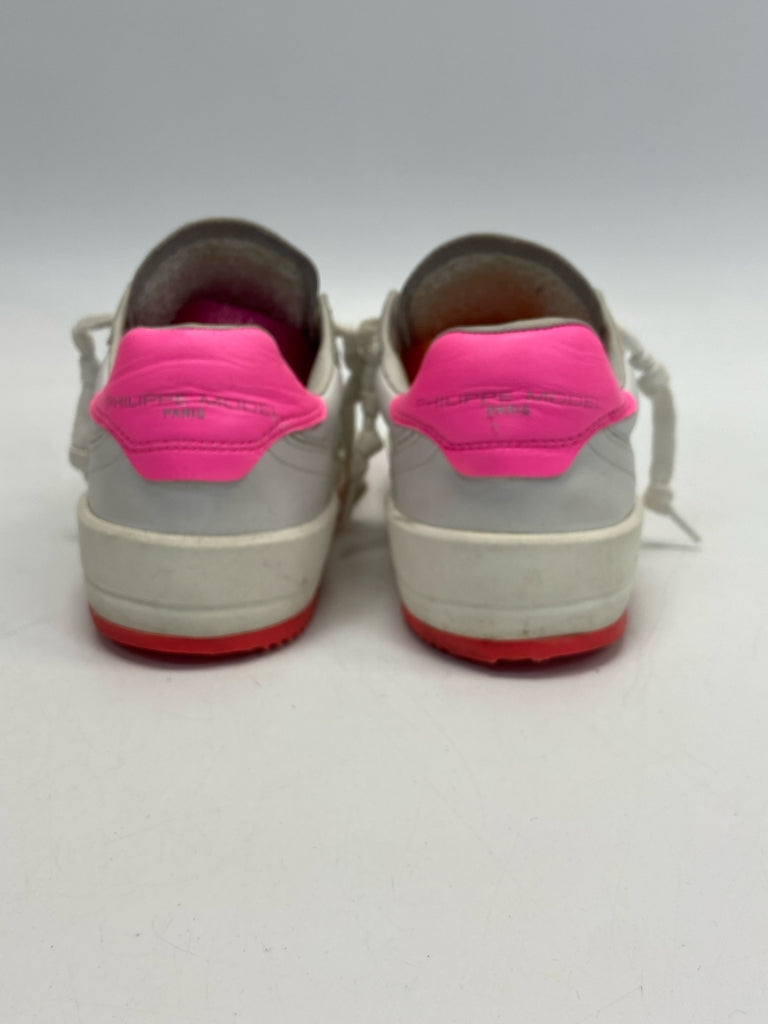 Phillipe Model  Size 37 White Neon Pink Trimmed Sneakers