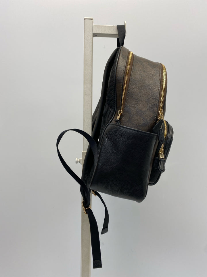 Coach Dark Brown Black Signature Backpack