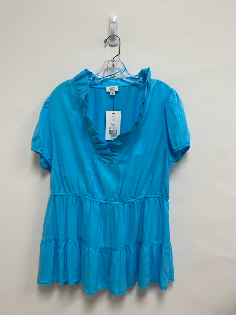 NWT Crown &amp; Ivy  SIZE  1X Aqua Plus Size Dress