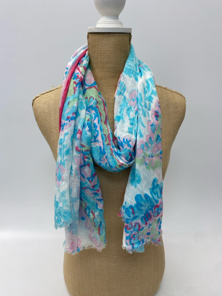 Talbots Blue/White Pink/Green Print Scarf
