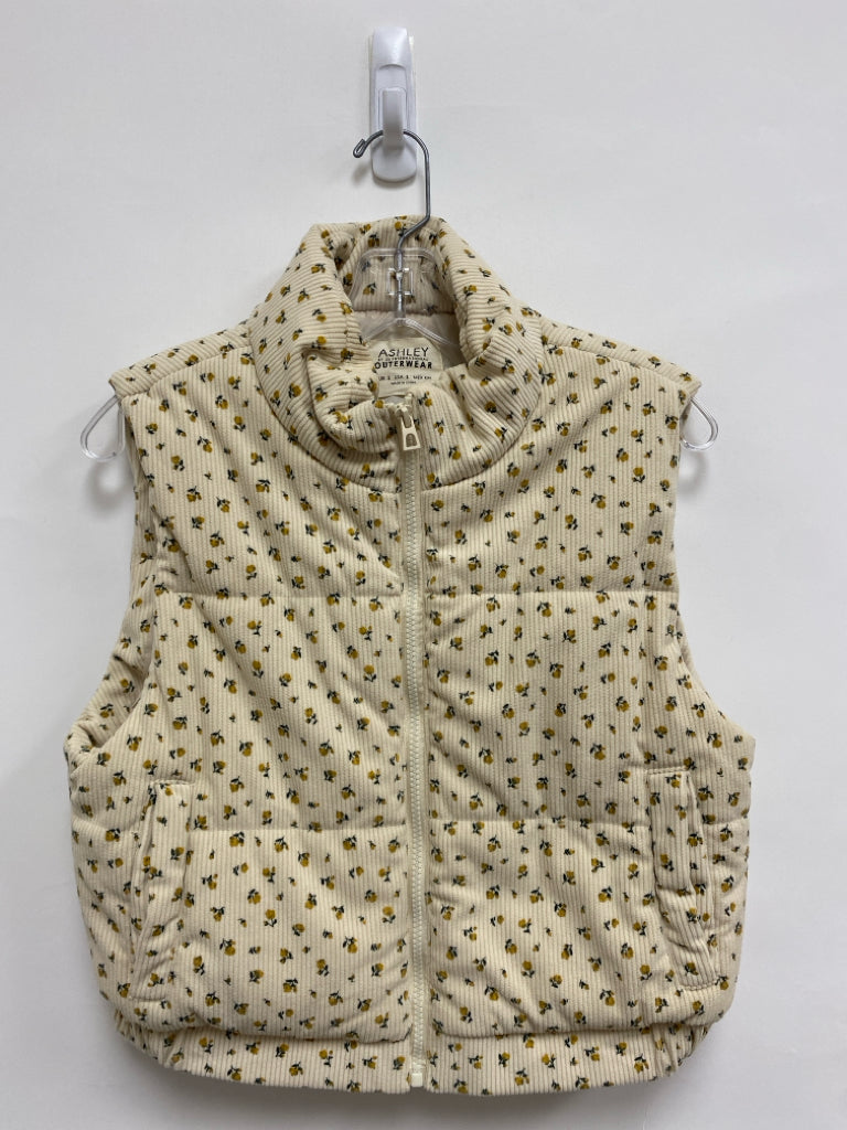 Size S Cream/Black Mustard Flowers Puffer Ladies Vest