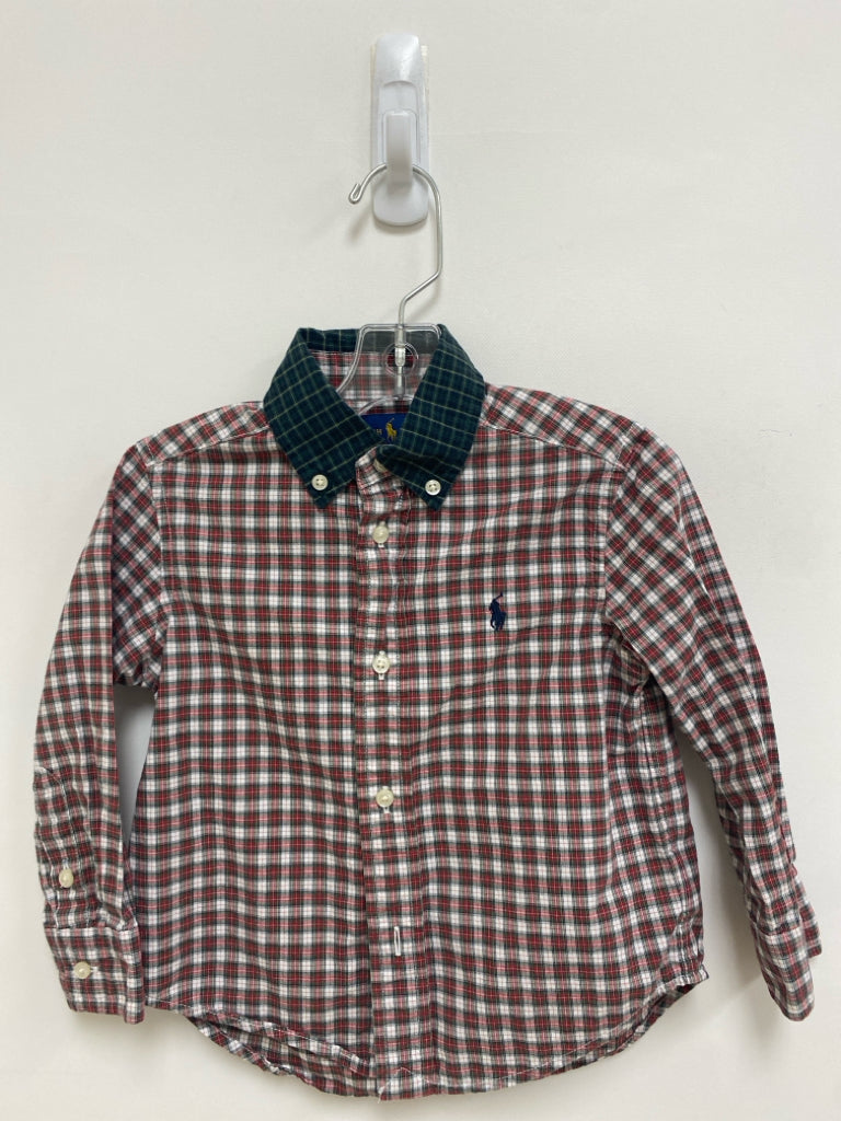 Ralph Lauren SIZE 2 Red White/Green Plaid Button Up Boy&