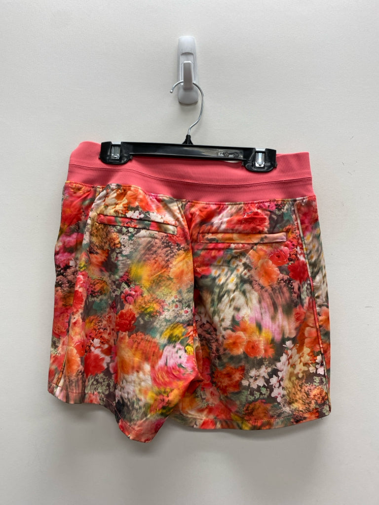 Athleta Size 2 Orange/White Green Flowers Athletic Shorts