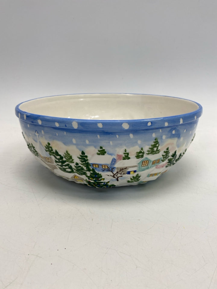 Blue/White Multi Color Scene Ceramic Christmas
